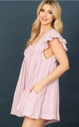 Olivaceous Flutter Sleeve Embroidered Romper thumbnail 3