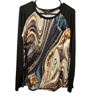Brown and Cream marble Sleeve Graphic Tee thumbnail 1