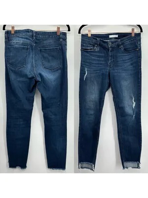 Eunina Low Rise Skinny Distressed Asymmetrical Raw Step Hem Ankle Jeans Size 29 thumbnail 8