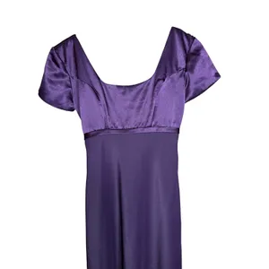 1001 Nights Vintage Purple Satin Empire Waist Maxi‎ Dress Short Sleeve Size 5/6 thumbnail 2