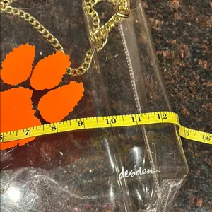 Clear Tote Bag with orange Clemson Tiger Paw Print and Gold Chain thumbnail 6