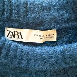 Zara Blue Short Sleeve Fuzzy Knit Alpaca Wool Blend Cropped Sweater Top Sz M thumbnail 4