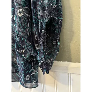 Anthropologie Maeve Floral Button Up Blouse Boho‎ Size L Pleated Ruffles Peasant thumbnail 12