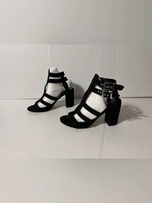 Express black ankle strap block heels women size 6 thumbnail 2