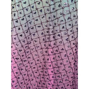 Handmade Sequin Ombre Maxi Skirt Purple Teal Beaded Mesh Sheer Evening Formal thumbnail 4