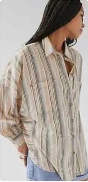 BDG Urban Outfitters Bell Button-Down Shirt Striped Oversized Long Sleeve (XS) thumbnail 1