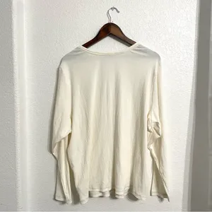 NWT Old Navy Womens Shirt Top Ivory Ribbed V Neck Long Sleeveeve Plus Size 4X thumbnail 2