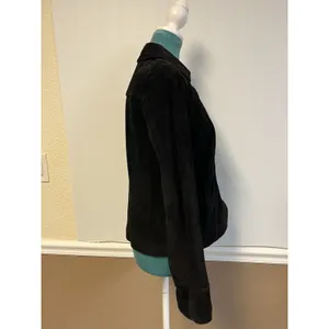 Y2K‎ Dress Barn Black Suede Leather Jacket Women’s Small Snap Front Boho Western thumbnail 5