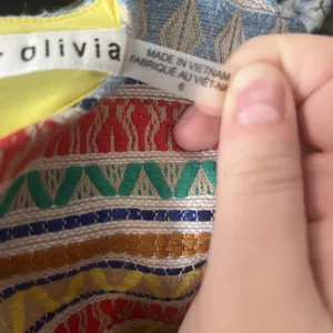 Alice + Olivia Coley Embroidered‎ Yellow Aztec Stripe Shift Dress Sz 6 thumbnail 6