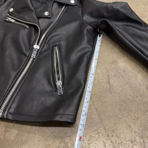 Stradivarius Genuine Leather Moto Biker Jacket Black Size S thumbnail 7