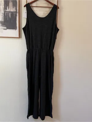 Nike Charcoal Wide-Leg Knit Tank Jumpsuit with Drawstring XXL NWT thumbnail 8