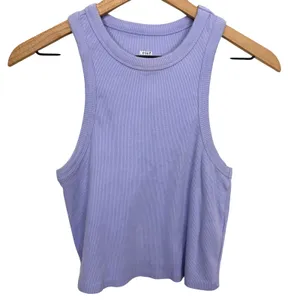 Anthropologie Maeve Purple Ribbed Racerback Tank Top Size Medium Cotton thumbnail 2