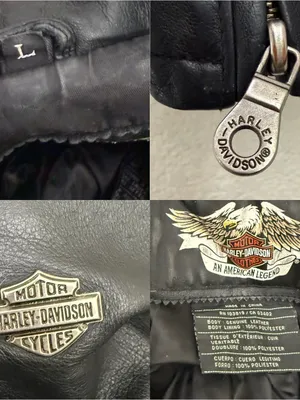 Vintage HARLEY DAVIDSON Black Leather Ruched Motorcycle Jacket Women’s Size L thumbnail 15