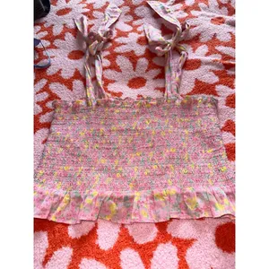 Love shack fancy pink floral top thumbnail 4