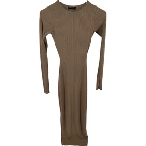 Naked Wardrobe Figure It All Out Dress Maxi Bodycon Long Sleeve Coco Tan XS thumbnail 2