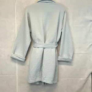 VICTORIA'S SECRET Robe Women’s Large Light Blue Cotton Blend Belted Waffle‎ Knit thumbnail 9