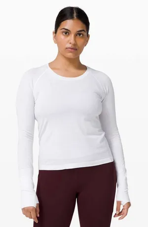 Lululemon Swiftly Tech 2.0 Long Sleeve Shirt White Race Length Gym Womens‎ 6 thumbnail 1