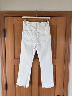 MOTHER The Hustler Ankle Fray Jeans In Tea and Biscuits White Wash Women’s sz 27 thumbnail 6