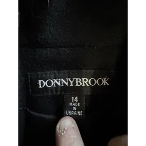DONNYBROOK Women Size 14‎ Long Full Length Wool Coat Faux Fur Trim Black Buttons thumbnail 3