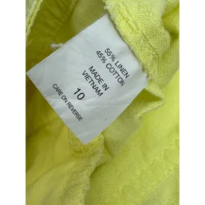 New York & Company Cropped Linen Cotton Pants Bright Yellow-Green Size 10 thumbnail 3