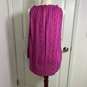 LOFT Pink and Purple Sleeveless Blouse Relaxed‎ Style thumbnail 4