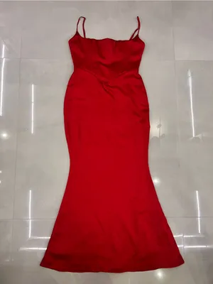 House Of CB Olivette Corset Red Satin Gown thumbnail 7