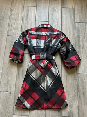 Puli Metallic Silver, Red and Black Plaid Wrap Dress with Belt thumbnail 5
