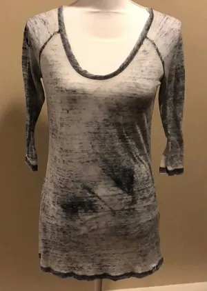 Michael Lauren 3/4 Sleeve Grey Washed Shirt thumbnail 1