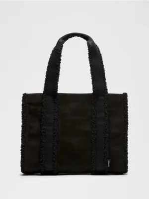 Lululemon Boxy Tote Bag 10L Faux Shearling Trims black sold out online NWT thumbnail 3