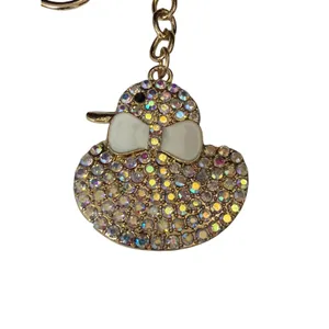 Rhinestone Ducky Bag Tag Key Ring Charm White thumbnail 3