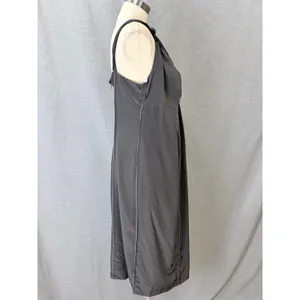 A Pea in the Pod Silk Maternity Dress L Charcoal Gray Empire Waist Cocktail thumbnail 3