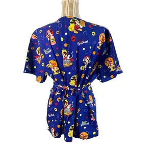 Disney Women’s Blue Mickey Mouse Halloween Wrap Tie Back Medical Scrub Top Sz XL thumbnail 2