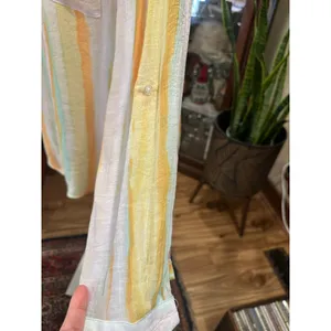 Title: Zac & Rachel XL Pastel Watercolor Stripe Button Down Shirt Roll Tab Sleev thumbnail 5