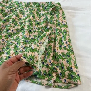 Chelsea & Violet Floral Wrap Mini Skirt Pink Green Women's Small NWOT thumbnail 5