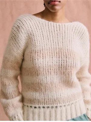 Sezane Lysandre Knit Jumper Sweater in Ecru Camel size Medium $198 thumbnail 3