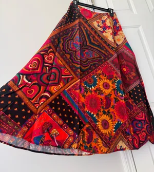 Farm Rio Mixed Prints Satin Slip Midi Skirt, Size S thumbnail 3