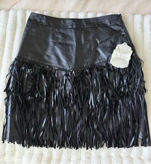NWT Altar’d State Black Fringe Leather Mini Skirt thumbnail 1