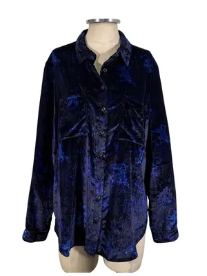 Pilcro Mara Velvet Relaxed Button Up Top Size 10 thumbnail 2