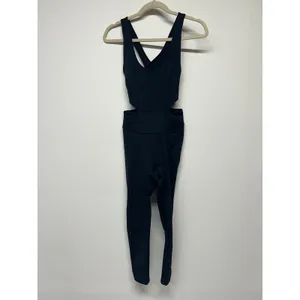Free People Movement Back It Up Jumpsuit Black‎ Cut Out Size Small Yoga Athletic thumbnail 2