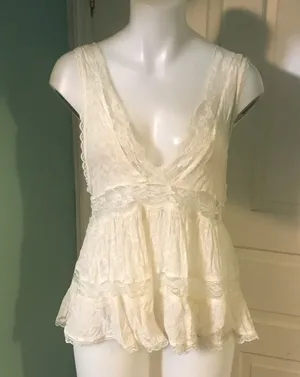 Free People Creme Lace Top szS thumbnail 1