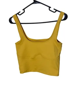 Abercrombie & Fitch Soft A&F Collection Mustard Yellow Cropped Tank Top Small thumbnail 1