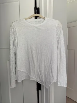 Lululemon‎ Sweetest Day Long Sleeve Burnout White asymmetrical hem top thumbnail 2