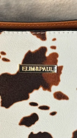 Elin & Paul Tote Bag/Brown Cowhide Print PU Leather Shoulder Bag thumbnail 2