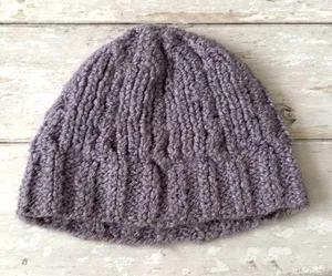 Lavender Purple Chunky Crochet Beanie Winter Hat Women’s OS Handmade thumbnail 1