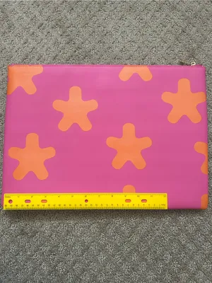 Pink and Orange Patterned Tablet laptop Sleeve with Zip Closure thumbnail 3