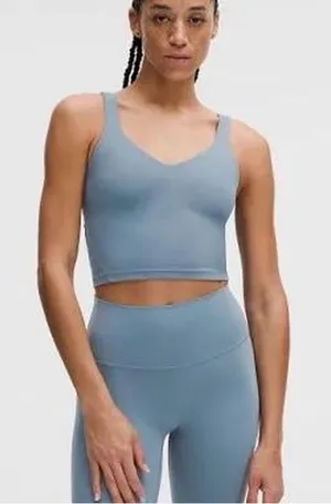 lululemon athletica Dusty Blue Seamless Crop Sports Bra thumbnail 1