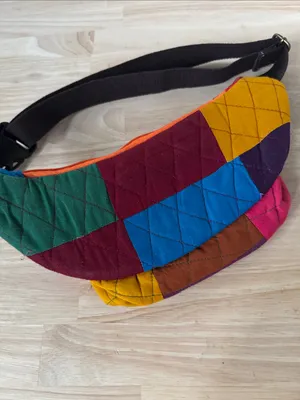 Upcyclie Colorblock Quilted Patchwork Crossbody Belt Bag thumbnail 4