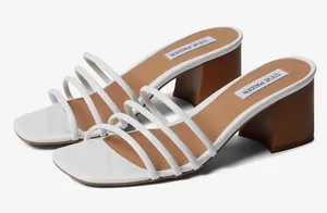 NWT NEVER WORN Steve Madden Omay White Strappy Block Heel Sandals thumbnail 1