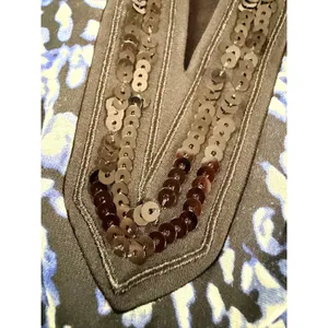 David Emanuel Animal Print Sequin V-Neck Shift Dress Blue Black Size 12 US thumbnail 11
