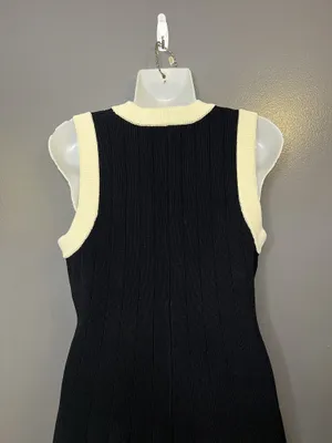 Endless Rose Dress Womens Medium Black Cream Contrast Knit Sweater Mini Gold thumbnail 6